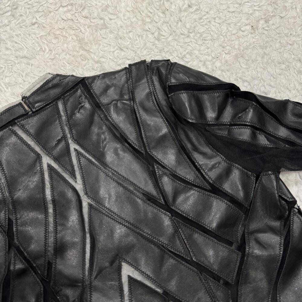Women’s Hot & Delicious Black Geometric Faux Leather & Mesh Jacket (size S) - Picture 5 of 9